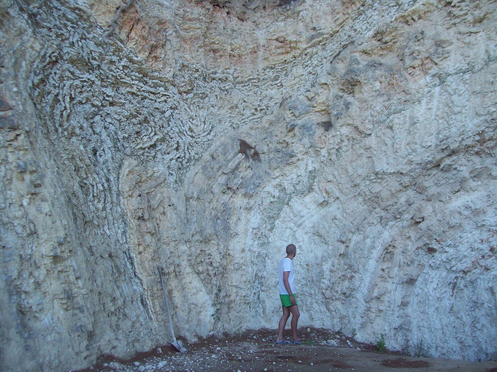 Strata squeezed, tectonic deformation